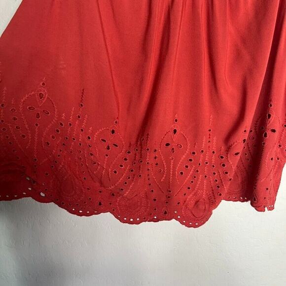 Torrid Top Blouse Eyelet Pintuck Plus 4 Burnt Orange Embroidered Boho Festival - Picture 6 of 10